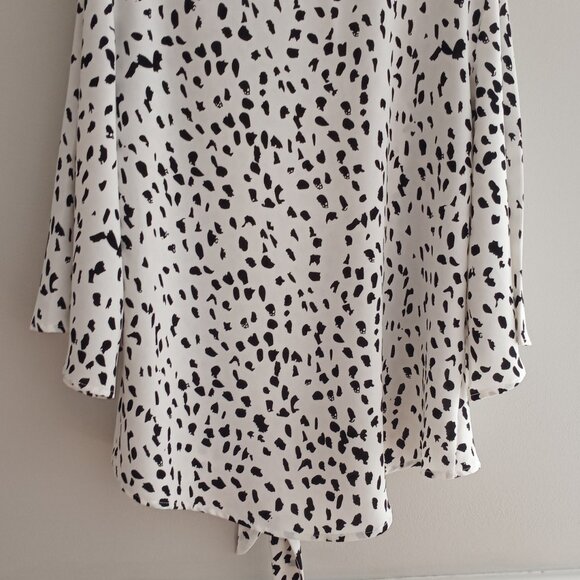 Animal Print Black & White Short Sleeve Blouse Size XXL 100% Polyester - Picture 7 of 11